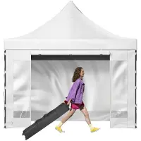 StarTech.com Pavillon - Pavillon pliable 3x3m - Pavillon pliable 240g polyester enduit PVC - Pop-Up-Pavillon 1,95-2,13m réglable en hauteur - Tente de réception Festzelt Strandzelt - Blanc