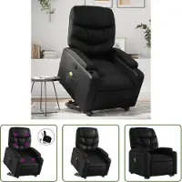 The Living Store Fauteuil de massage avec releveur Noir Similicuir