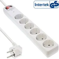 InLine 16461Q Multiprise, 6x contact de protection, avec protection contre les surtensions, avec interrupteur, 1,5m, blanc