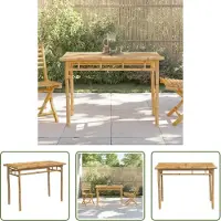 The Living Store Table à manger de jardin 110x55x75 cm bambou