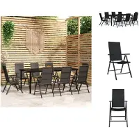 vidaXL Ensemble de jardin 9 pièces noir - Ensemble de meubles de jardin
