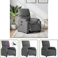 The Living Store Fauteuil de massage électrique Tissu gris foncé
