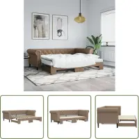 The Living Store Lit de jour extensible Cappuccino 90x200 cm Similicuir