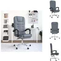 vidaXL Chaise de bureau avec fonction massage gris foncé velours - Chaises de bureau
