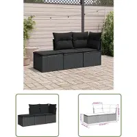 The Living Store Ensemble de salon de jardin 3 pièces avec coussins Noir Poly Rattan