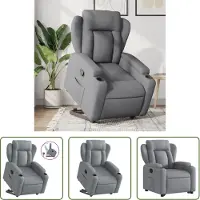 The Living Store Fauteuil relax avec releveur Gris clair Tissu