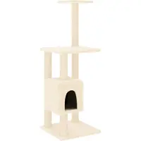 Syfax Arbre à chat avec griffoirs en sisal Crème 104 cm
