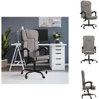 vidaXL Chaise de bureau avec fonction chaise longue Taupe Tissu - Chaises de bureau
