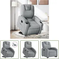 The Living Store Fauteuil relax avec releveur électrique Gris clair Tissu