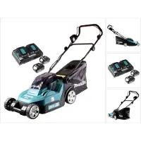 Makita DLM 382 PF2 batterie tondeuse 36 V ( 2x 18 V ) 38 cm 40 l + 2x batterie 3,0 Ah + double chargeur