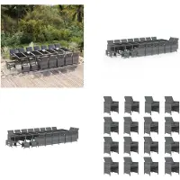 vidaXL 21 pcs. table de jardin avec coussins poly rotin gris - Garden dining group - Garden dining group - Outdoor dining group - Garden dining group