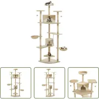 The Living Store Arbre à chat Sisal 203 cm Beige et blanc