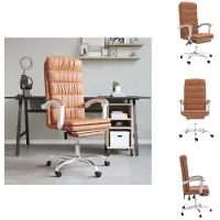 vidaXL Chaise de bureau avec fonction chaise longue Marron similicuir - Chaises de bureau