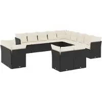 vidaXL Ensemble de 13 canapés de jardin avec coussins noir poly rotin