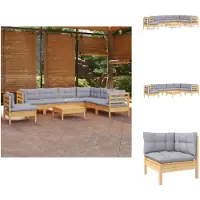 vidaXL Ensemble salon de jardin 8 pièces avec coussins gris pin massif - Ensembles de meubles de jardin