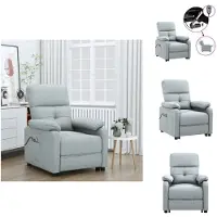 vidaXL Fauteuil de massage électrique Gris clair Tissu - Fauteuil de massage