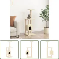 The Living Store Arbre à chat avec griffoirs en sisal Crème 104 cm