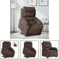 The Living Store Fauteuil relax avec releveur Tissu marron foncé