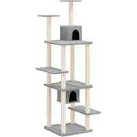 Syfax Arbre à chat avec griffoirs en sisal Gris clair 176 cm