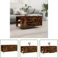The Living Store Table basse chêne fumé 102x44,5x50 cm bois composite
