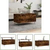 The Living Store Table basse chêne fumé 90x44,5x45 cm bois composite