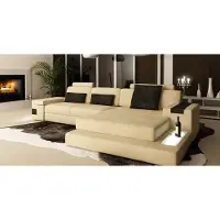 AEA Ensemble de salon LForm Big XXL : canapé + canapé d'angle rembourré en cuir avec port USB, revêtement en tissu