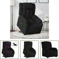 The Living Store Fauteuil de massage électrique avec releveur Noir Tissu