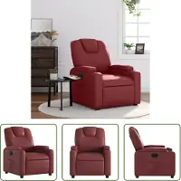 The Living Store Fauteuil Relax en simili cuir rouge vin