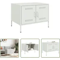 The Living Store Table basse blanche 68x50x50,5 cm Acier laminé à froid