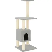 Syfax Arbre à chat avec griffoirs en sisal Gris clair 104 cm