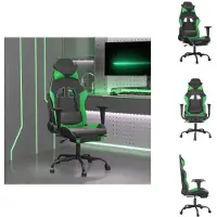 vidaXL Chaise de jeu avec repose-pieds Noir et vert Similicuir - Fauteuil de jeu