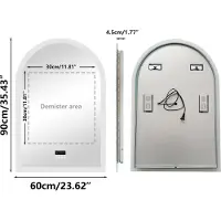 StarTech.com Miroir de salle de bain à LED 60 x 90 cm - Miroir mural bombé - Rétroéclairage - Haut-parleur Bluetooth - Fonction anti-buée tactile - Affichage de la date et de l'heure - Argent