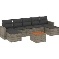 vidaXL Ensemble de jardin canapé 8 pièces avec coussins Gris Poly rotin