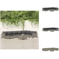 vidaXL Ensemble de salon de jardin 9 pièces avec coussins Gris Poly rotin - Ensemble de meubles de jardin