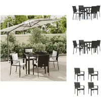 vidaXL Ensemble de jardin 5 pièces avec coussins noir poly rotin - Ensemble de meubles de jardin