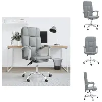 vidaXL Chaise de bureau avec fonction chaise longue Gris clair Tissu - Chaises de bureau