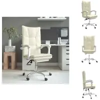 vidaXL Chaise de bureau avec fonction chaise longue Crème similicuir - Chaises de bureau