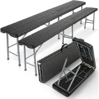 Arebos 2x Banc de bière Banc pliable 183x28x43 cm, Camping & Jardin, Noir