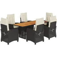 vidaXL Ensemble de jardin 7 pièces avec coussins Noir Poly Rattan