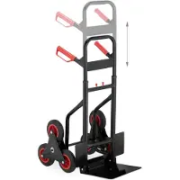 Relaxdays Diable monte-escaliers , diable pliable, charge max. 200 kg, roues en caoutchouc plein, hauteur réglable, noir/rouge
