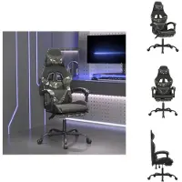 vidaXL Chaise de jeu avec repose-pieds noir et camouflage similicuir - Fauteuil de jeu