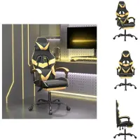 vidaXL Chaise de jeu avec repose-pieds Noir et Or Similicuir - Fauteuil de jeu