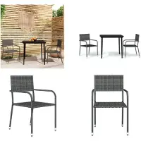 vidaXL 3 pcs. Salon de jardin Gris - Salon de jardin - Salon de jardin - Poly Rotin - Salon d'extérieur