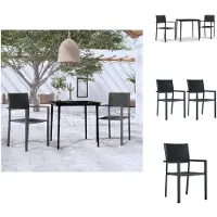 vidaXL Ensemble de jardin 3 pièces noir - Ensemble de meubles de jardin