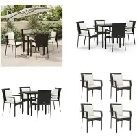 vidaXL 5 pcs. Salon de jardin avec coussins noir Poly rotin - Salon de jardin - Salon de jardin - Salon Terrasse