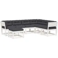 vidaXL Ensemble salon de jardin 7 pièces avec coussins blanc pin massif