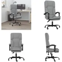 vidaXL Chaise de bureau avec fonction de massage Tissu gris clair - Chaise de bureau avec fonction de massage - Chaise de bureau électrique
