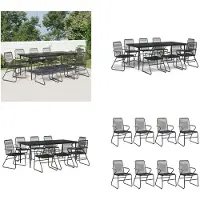 vidaXL 9 pcs. table de jardin noir PVC rotin - Table de jardin - Table de salle à manger - Table de terrasse