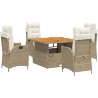 vidaXL Salon de jardin 5 pièces avec coussins Beige Poly Rattan