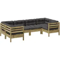 vidaXL Ensemble de 6 canapés de jardin avec coussins en pin imprégné